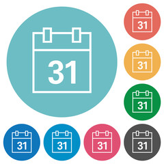 Poster - Calendar outline flat round icons