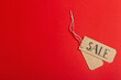 Black Friday. Sale tag on the red background. Zero waste shopping concept