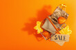© FuzullHanum - Black Friday Sale concept. Shopping basket, handmade tags, paper bags, fall maple leaves