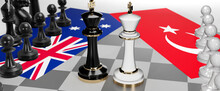 Australia And Turkey - Talks, Debate, Dialog Or A Confrontation Between Those Two Countries Shown As Two Chess Kings With Flags That Symbolize Art Of Meetings And Negotiations, 3d Illustration