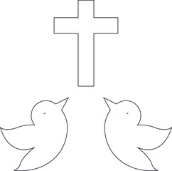 Sticker - easter icons bird and wings