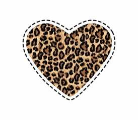 Wall Mural - leopard heart trendy vector illustration for print, textile, fabrics, poster, logo etc. chic fashion