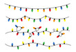 Christmas lights. Vector hand drawn colorful garlands. Vector illustration.