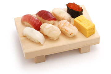 Wall Mural - Japanese sushi on wooden board called 