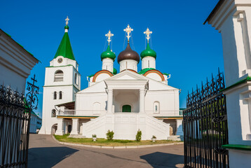 Wall Mural - Ascension Pechersky Monastery on a sunny day against the background of a blue sky. Nizhny Novgorod. Russia