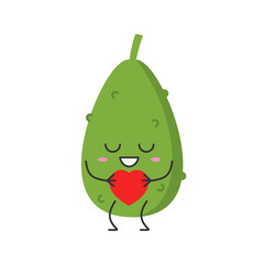 Wall Mural - Cucumber cute character cartoon love sign heart favorite funny vegetable smiling face joy happy emotions icon vector illustration.