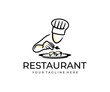 © artsterdam - Cook, chef preparing a dish, logo design. Food, meal, restaurant and catering, vector design and illustration