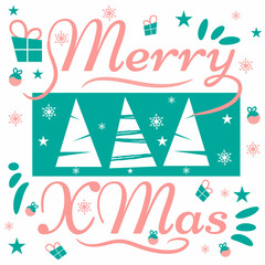 Wall Mural - Christmas holiday card, poster and text art with festival theme vector illustration on white background.