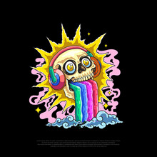 Colorful Music Skull Vector Illustration Design