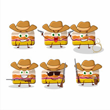 Cool Cowboy Slice Of Strawberry Pudding Cake Cartoon Character With A Cute Hat