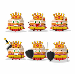 Canvas Print - A Charismatic King slice of strawberry pudding cake cartoon character wearing a gold crown