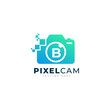 © free - Letter B Inside Camera Photo Pixel Technology Logo Design Template