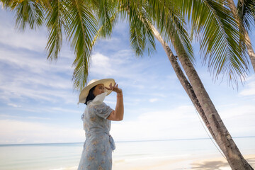 Portrait of Asia women on the beach