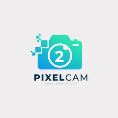 Wall Mural - Number 2 Inside Camera Photo Pixel Technology Logo Design Template