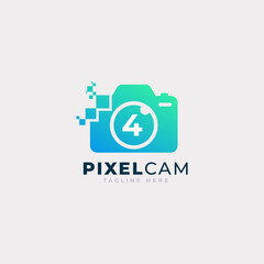 Wall Mural - Number 4 Inside Camera Photo Pixel Technology Logo Design Template