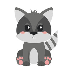 Sticker - cute raccoon cartoon