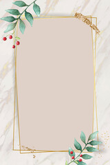 Poster - Christmas golden rectangle frame on beige background vector