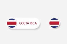 Costa Rica Button Flag In Illustration Of Oval Shaped With Word Of Costa Rica. And Button Flag Costa Rica.