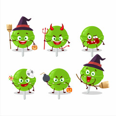 Poster - Halloween expression emoticons with cartoon character of sweet melon lollipop