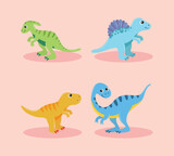 Fototapeta Dinusie - icons set dinosaurs