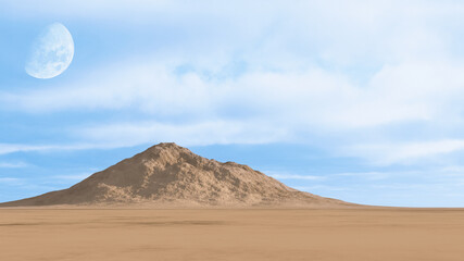 Wall Mural - desert with mountan. 3d landscape.