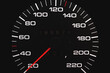 © ARVD73 - Speedometer in a car. Car dashboard. Dashboard details with indication lamps.Car instrument panel. Dashboard with speedometerCar detailing. Modern interior.Closeup.Copy space.