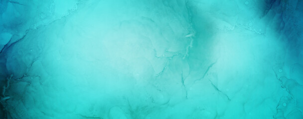 Wall Mural - Acrylic painting on canvas with turquoise gradient Gradient blue green background with soft old border texture, elegant abstract design in pretty teal and turquoise colors