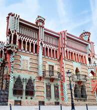 Facade Of Casa Vicens In Barcelona. It Is The First Masterpiece Of Antoni Gaudí. Built Between 1883 And 1885 As A Summer House For The Vicens Family