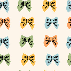 Wall Mural - set of bow ties. different colors. hand drawn colored trendy vector illustration. square seamless pa