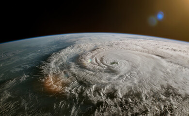 satellite image of a tropical storm - hurricane or cyclone or typhoon. climate change concept. eleme