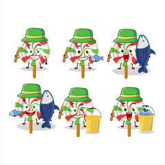 Sticker - A fisherman twirl candy cartoon picture catch a big fish