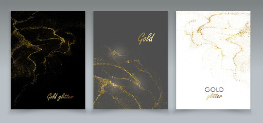 Leinwandbilder - Abstract Gold design element with glitter effect on dark background for greeting card and disqount voucher.