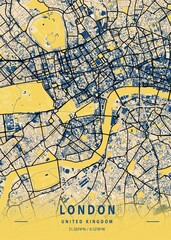 Wall Mural - London - United Kingdom Yellow City Map