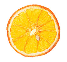 Dried Slice Of Orange Isolated On A White Background, Top View.