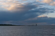 Sonnenuntergang über der Nordsee vor der Küste bei Cuxhaven
