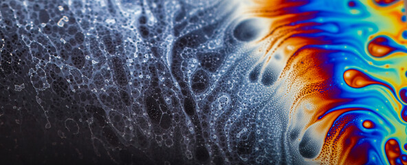 Wall Mural - Abstract multicolor psychedelic background Closeup Soap bubble background