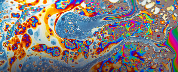 Wall Mural - Abstract multicolor psychedelic background Closeup Soap bubble background