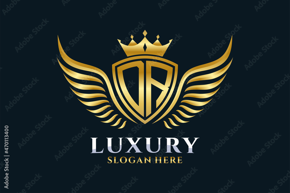Luxury royal wing Letter DR crest Gold color Logo vector, Victory logo ...