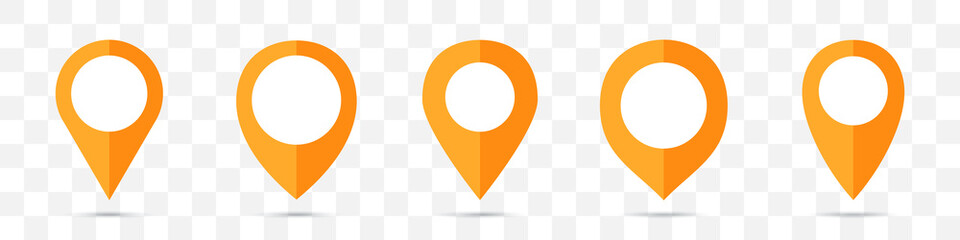 Leinwandbilder - Set of orange map pointers icon in a flat design