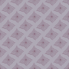 Seamless pattern spider web isolated on gray background. Outline spooky cobwebs template for fabric.