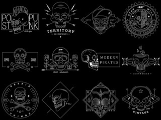 Wall Mural - vintage skull labels and badges