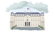Dessin réaliste du palais de l’Elysée, résidence du président de la république française.