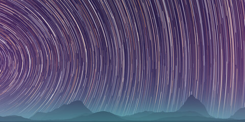 Wall Mural - star trail, night sky, long exposure effect