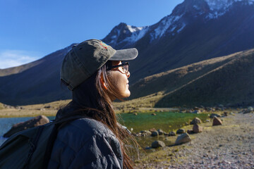 hiker girl in nevado de toluca volcano