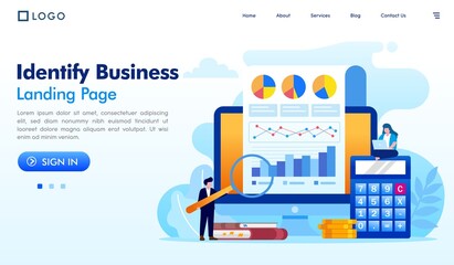 Identify business landing page website illustration vector flat design template
