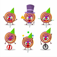 Poster - Cartoon character of spiral sweet candy with various circus shows