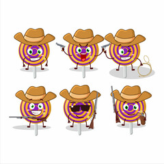 Wall Mural - Cool cowboy spiral sweet candy cartoon character with a cute hat