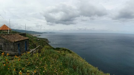 Wall Mural - rough wild coast of azores island sao miguel