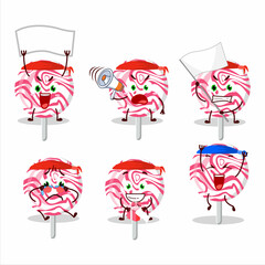 Poster - Mascot design style of pink swirl candy character as an attractive supporter