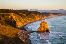 Rocks Under Sunset Along The Coast Of Cape Blanco In Port Orford Oregon